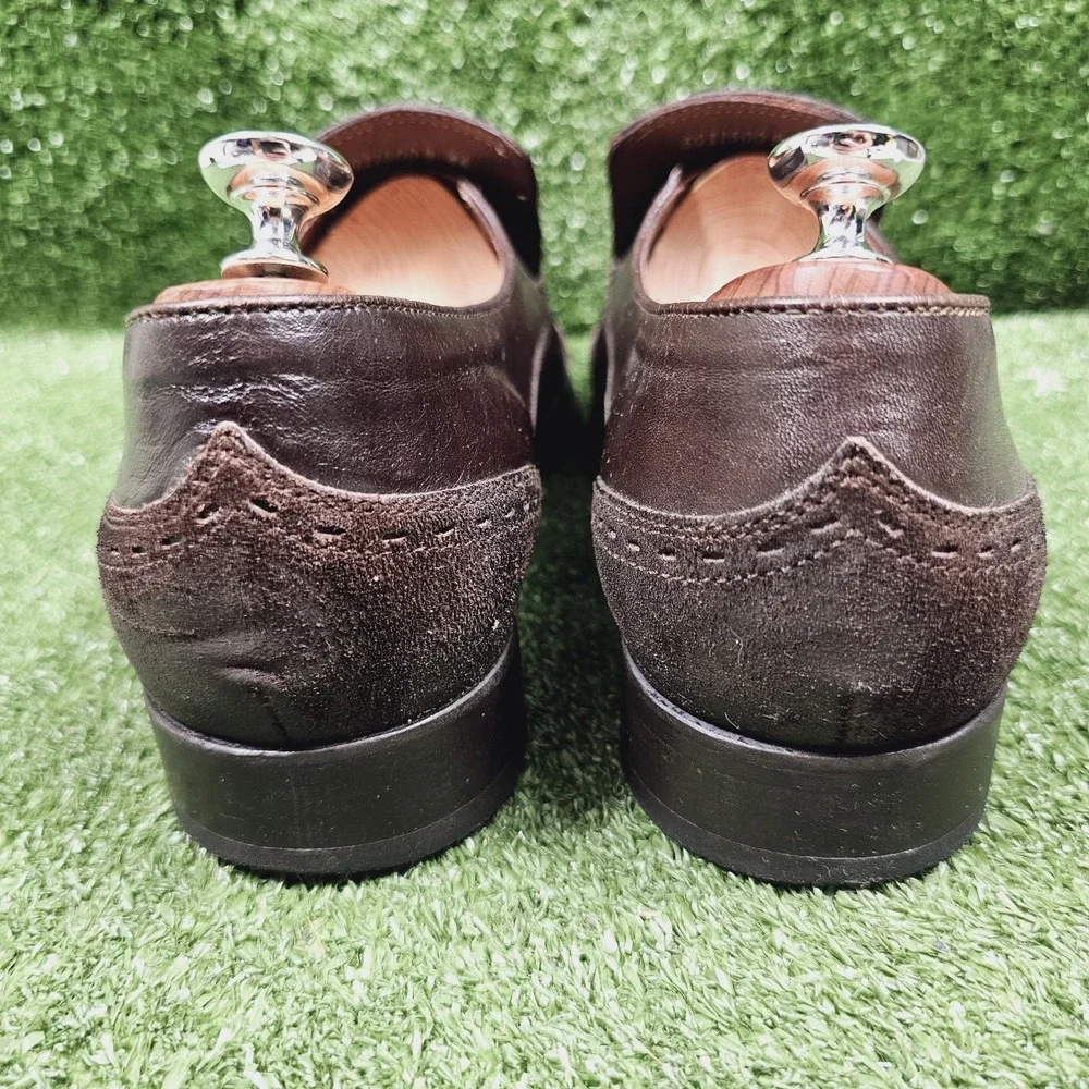 Hugo Boss Brogue Brown Leather Slip On Dress Loafer Shoes Mens Size 44 US 11
